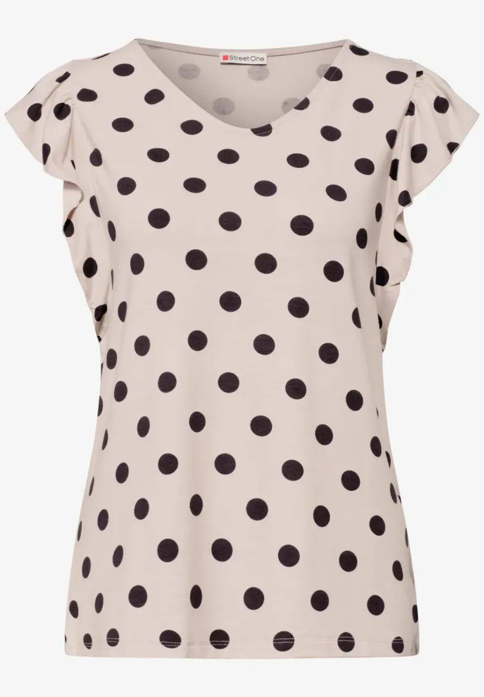 Shirt mit V-Neck und Volant-Ärmeln