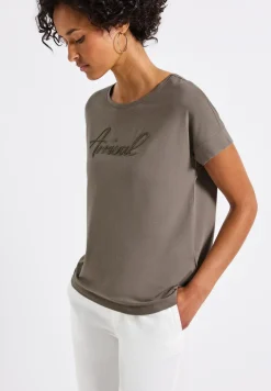 Shirt mit Wording-Stickerei