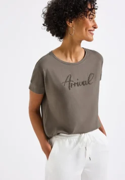 Shirt mit Wording-Stickerei