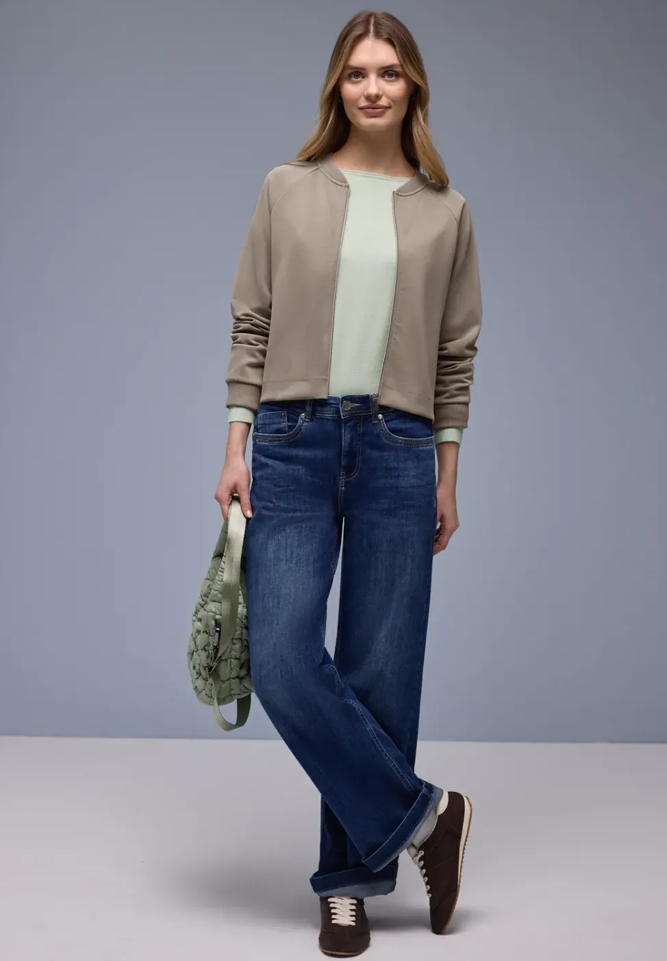 Silk-Look Jacke mit Zipper