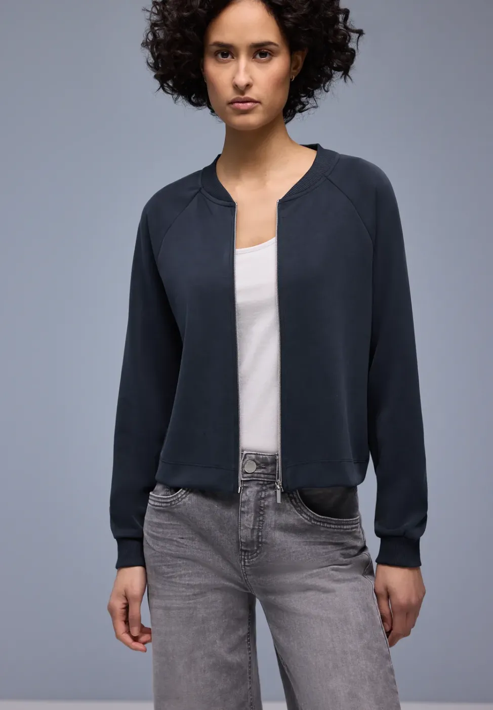 Silk-Look Jacke mit Zipper