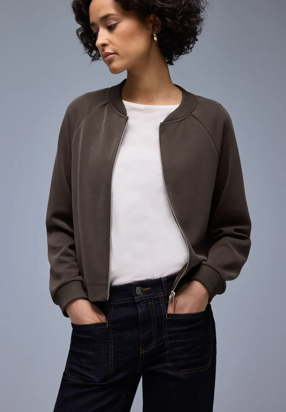 Silk-Look Jacke mit Zipper