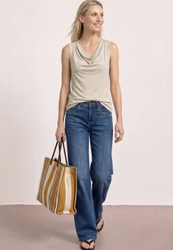 Silk-Look Top mit Wasserfall-Ausschnitt