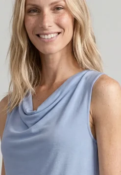 Silk-Look Top mit Wasserfall-Ausschnitt