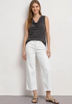 Silk-Look Top mit Wasserfall-Ausschnitt