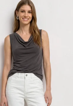 Silk-Look Top mit Wasserfall-Ausschnitt