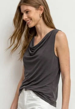 Silk-Look Top mit Wasserfall-Ausschnitt