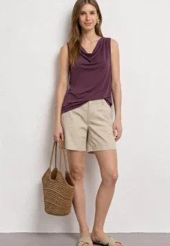 Silk-Look Top mit Wasserfall-Ausschnitt