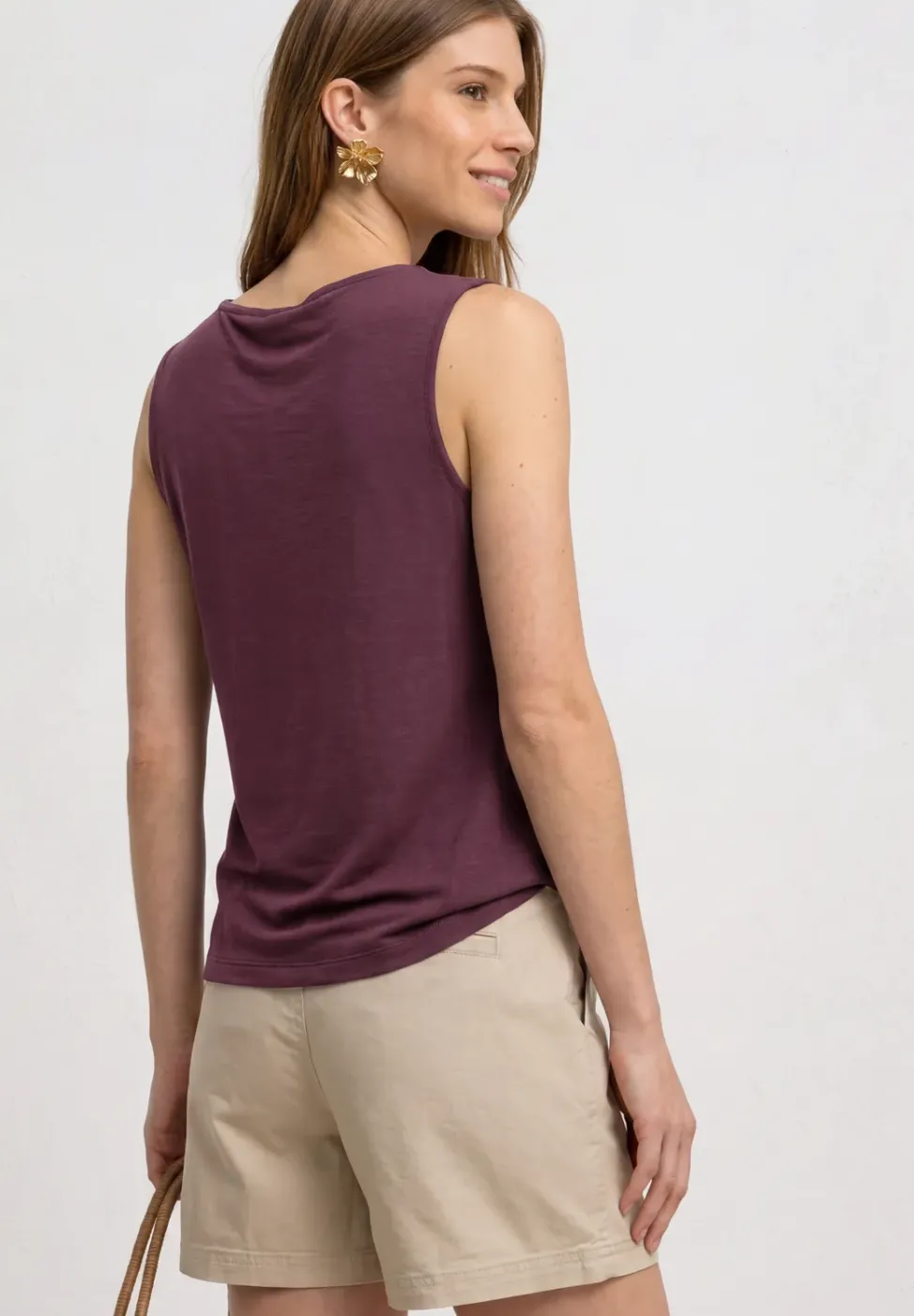 Silk-Look Top mit Wasserfall-Ausschnitt