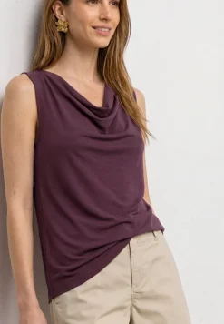 Silk-Look Top mit Wasserfall-Ausschnitt