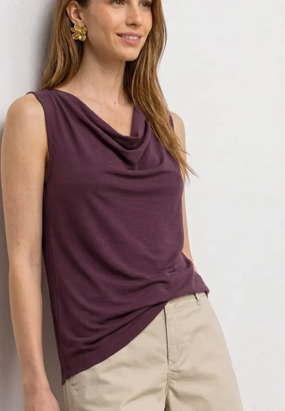 Silk-Look Top mit Wasserfall-Ausschnitt