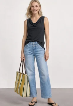 Silk-Look Top mit Wasserfall-Ausschnitt