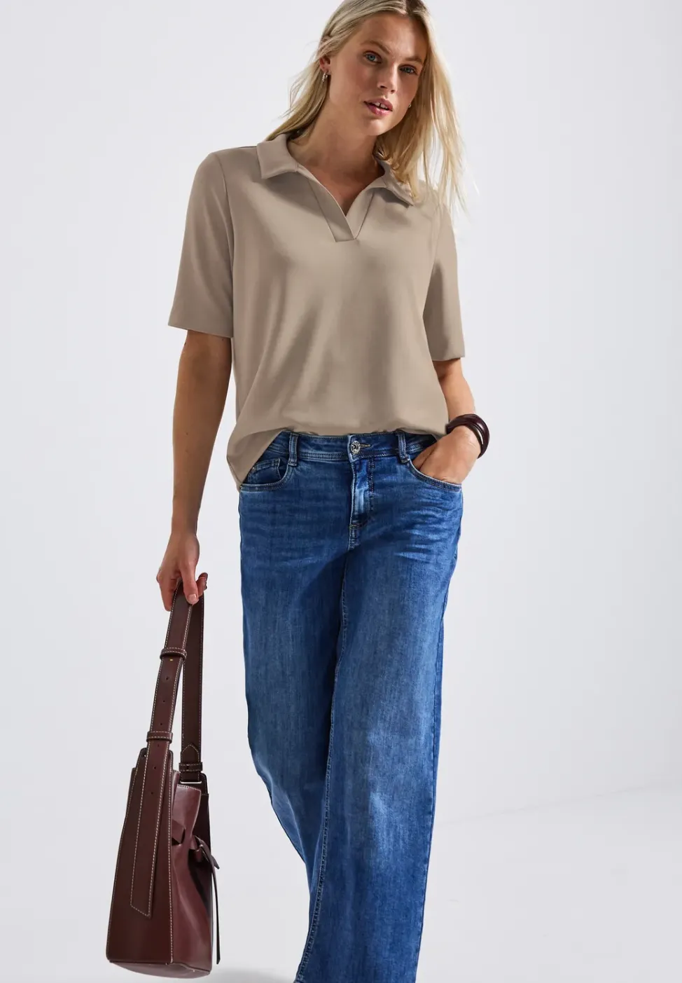 Silk-Look Poloshirt