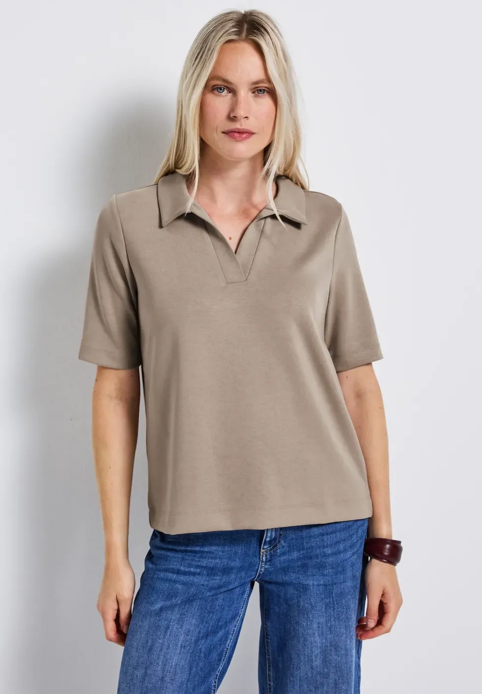 Silk-Look Poloshirt