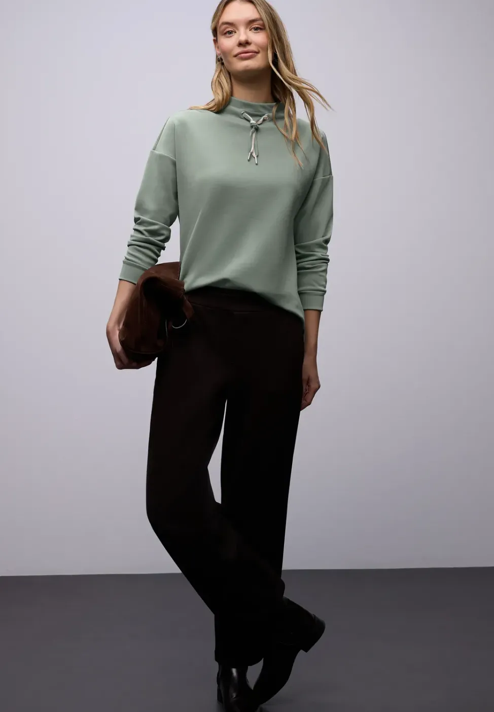 Silk-Look Shirt in Unifarbe