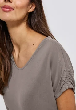 Silk-Look Shirt mit Raffung