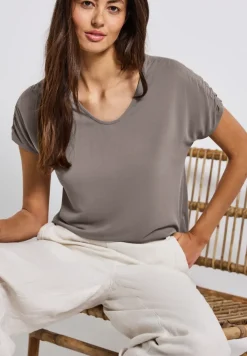 Silk-Look Shirt mit Raffung