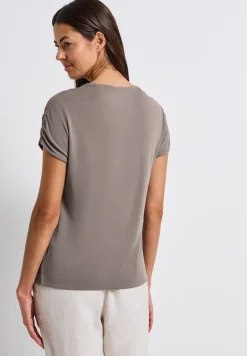 Silk-Look Shirt mit Raffung