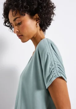 Silk-Look Shirt mit Raffung