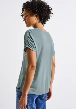 Silk-Look Shirt mit Raffung