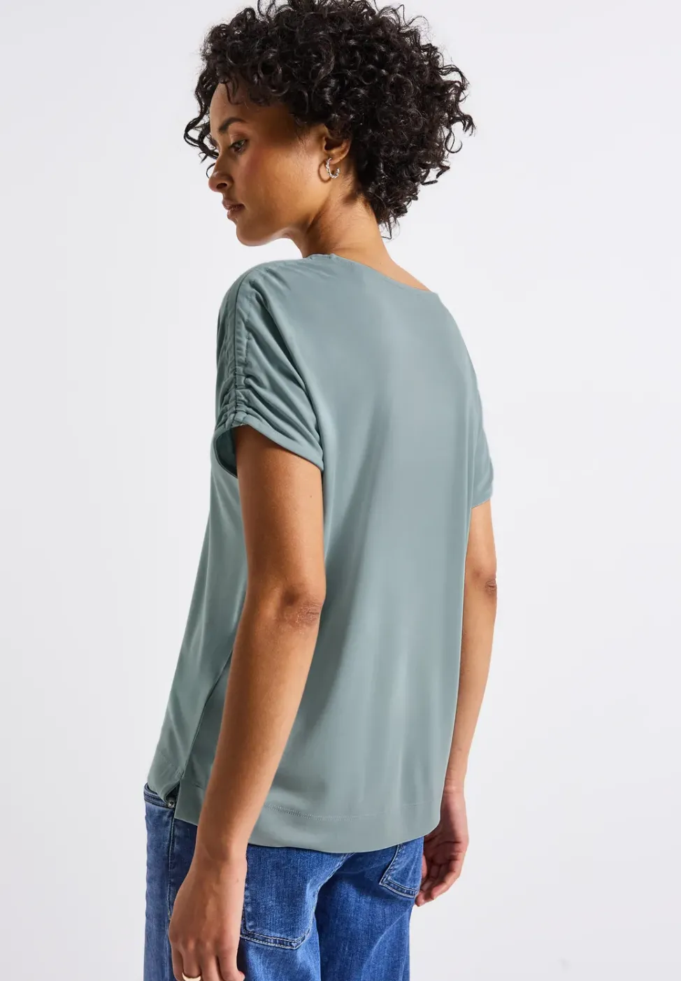 Silk-Look Shirt mit Raffung