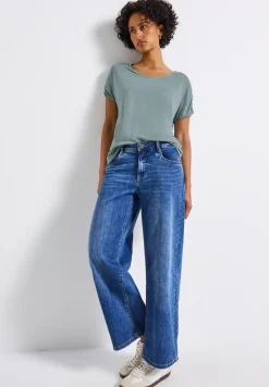 Silk-Look Shirt mit Raffung