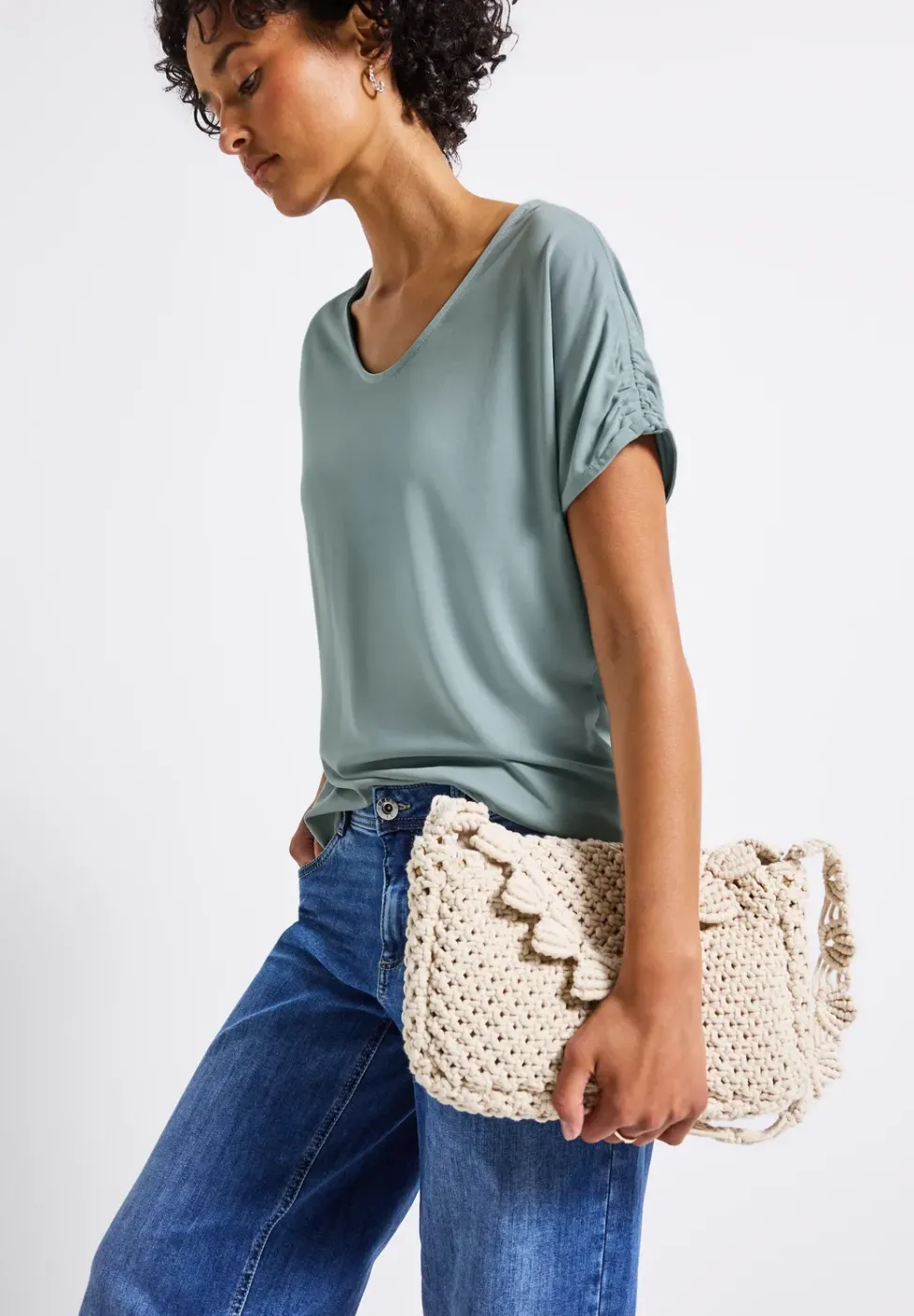 Silk-Look Shirt mit Raffung