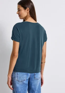 Silk-Look Shirt mit Raffung