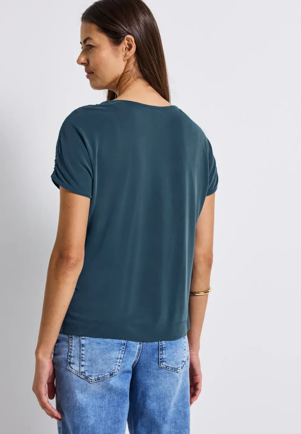 Silk-Look Shirt mit Raffung