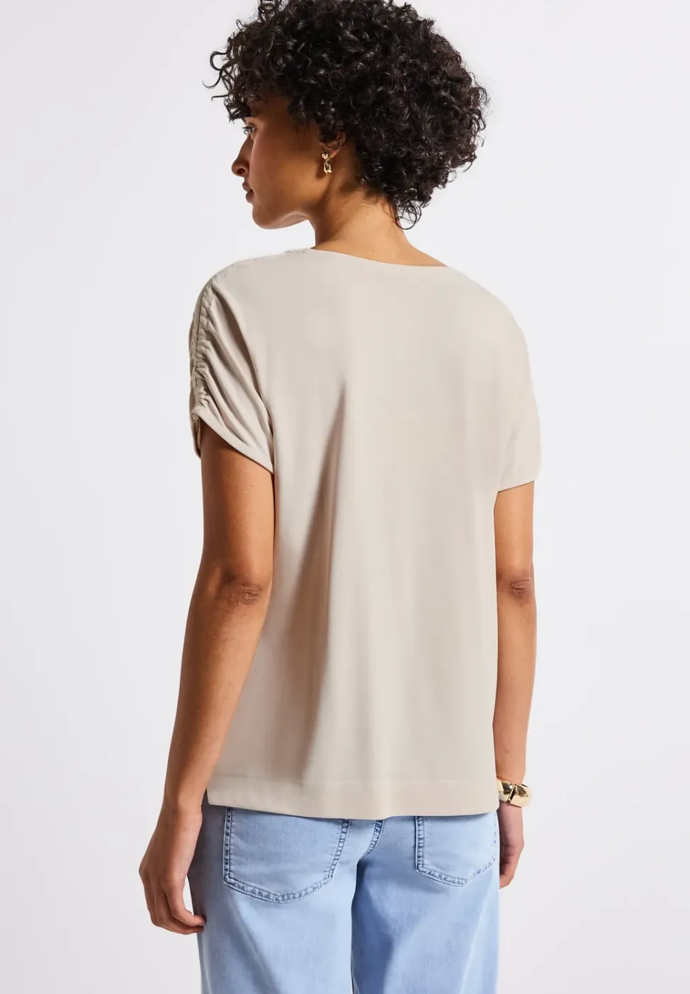 Silk-Look Shirt mit Raffung
