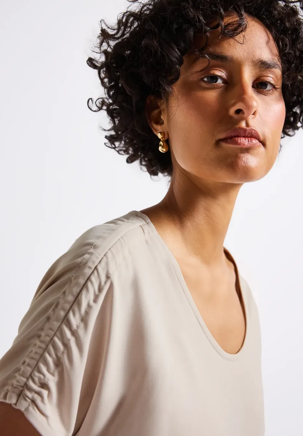 Silk-Look Shirt mit Raffung
