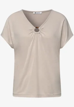 Silk-Look Shirt mit V-Neck und Deko-Detail