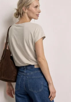 Silk-Look Shirt mit V-Neck und Deko-Detail