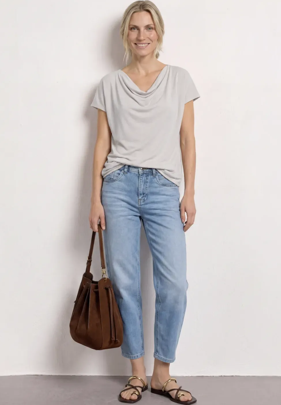 Silk-Look Shirt mit Waterfall-Front