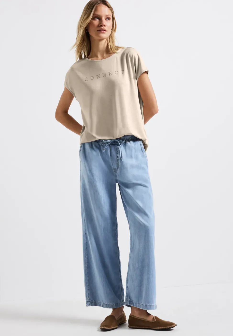 Silk-Look Shirt mit Wording