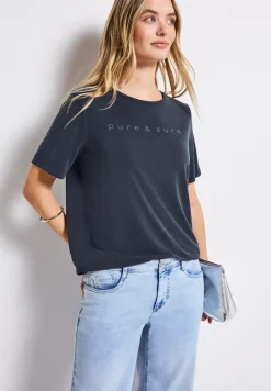 Silk-Look Shirt mit Wording