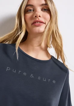 Silk-Look Shirt mit Wording