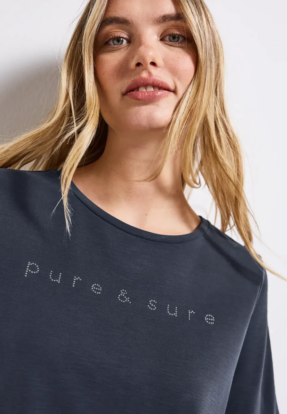 Silk-Look Shirt mit Wording
