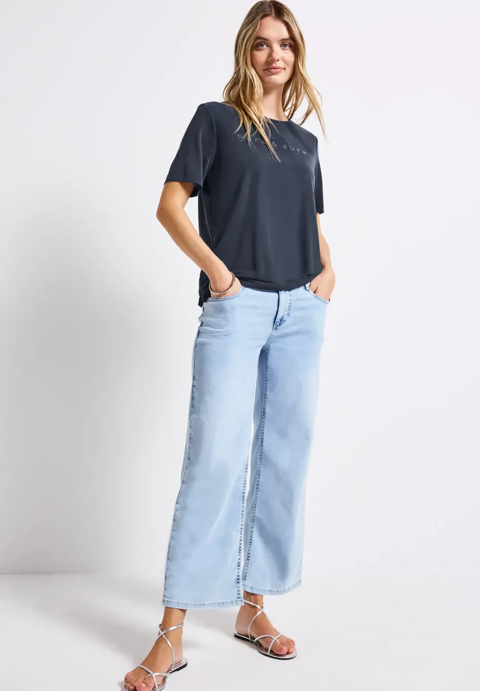 Silk-Look Shirt mit Wording