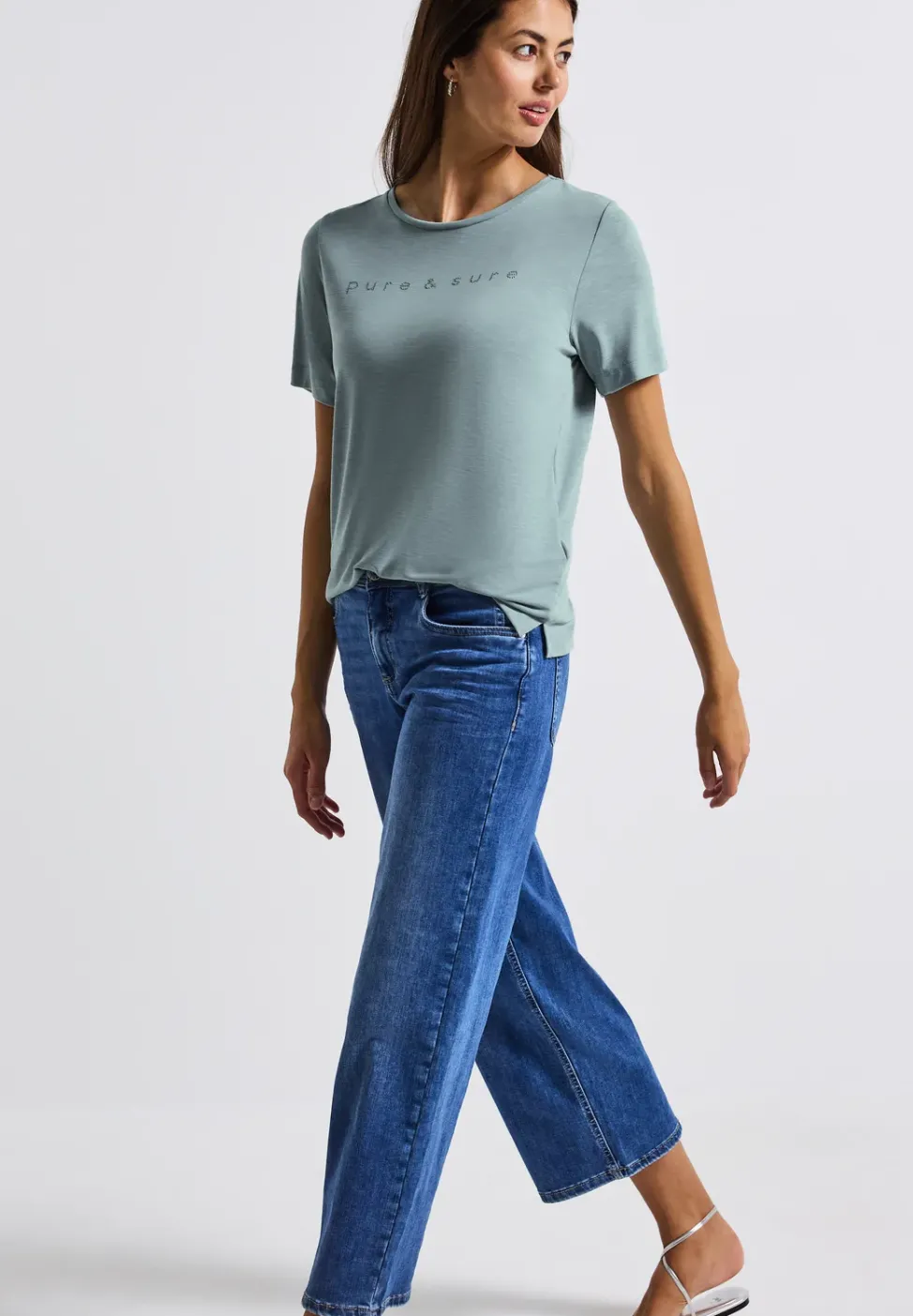 Silk-Look Shirt mit Wording