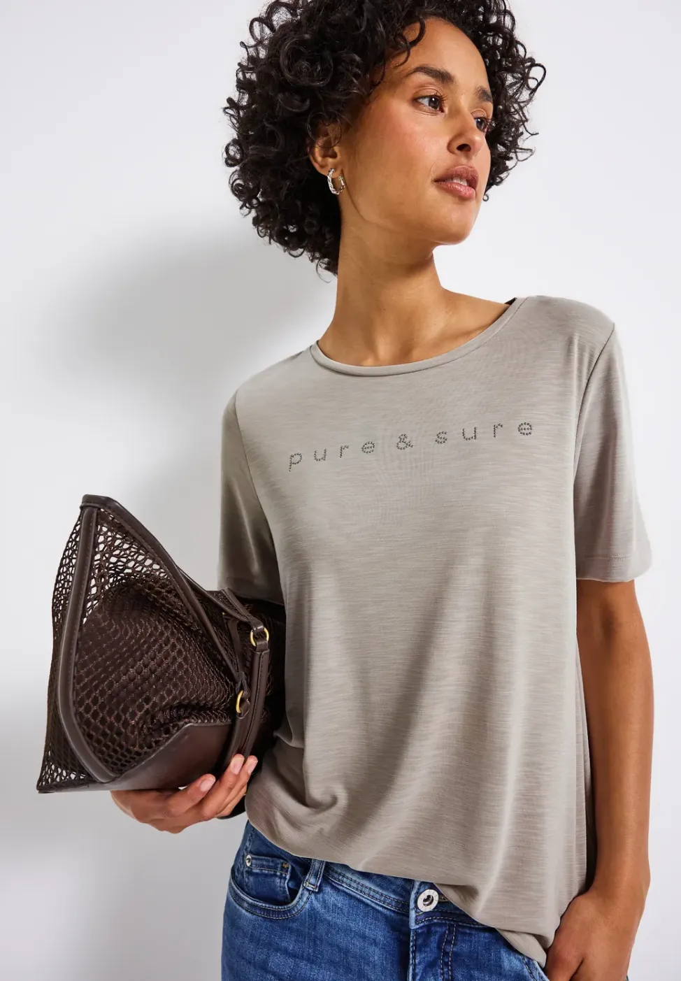 Silk-Look Shirt mit Wording