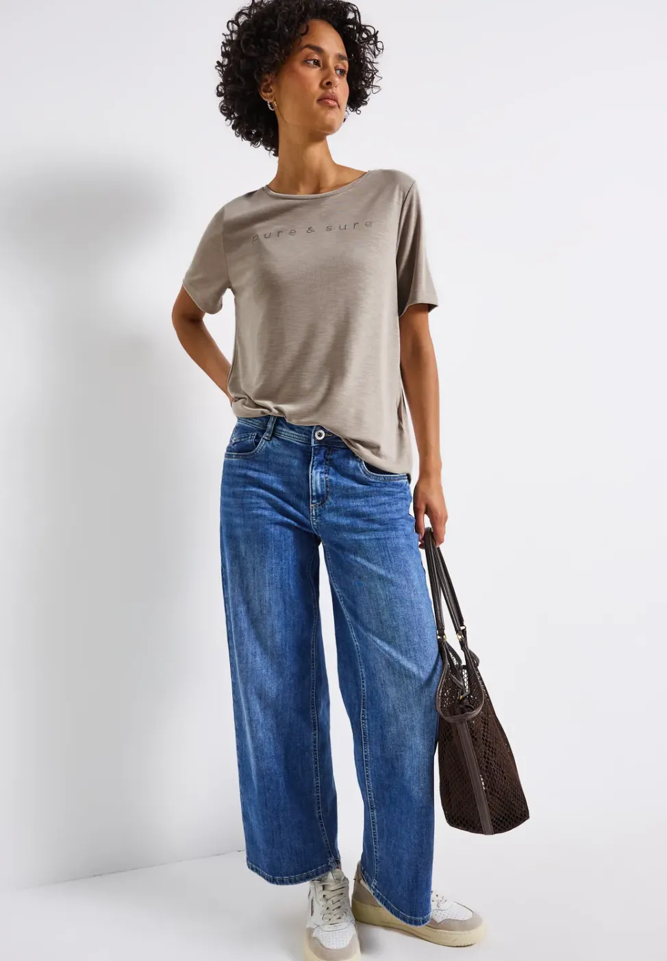 Silk-Look Shirt mit Wording