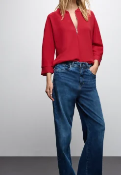 Silk-Look Shirt mit Zipper