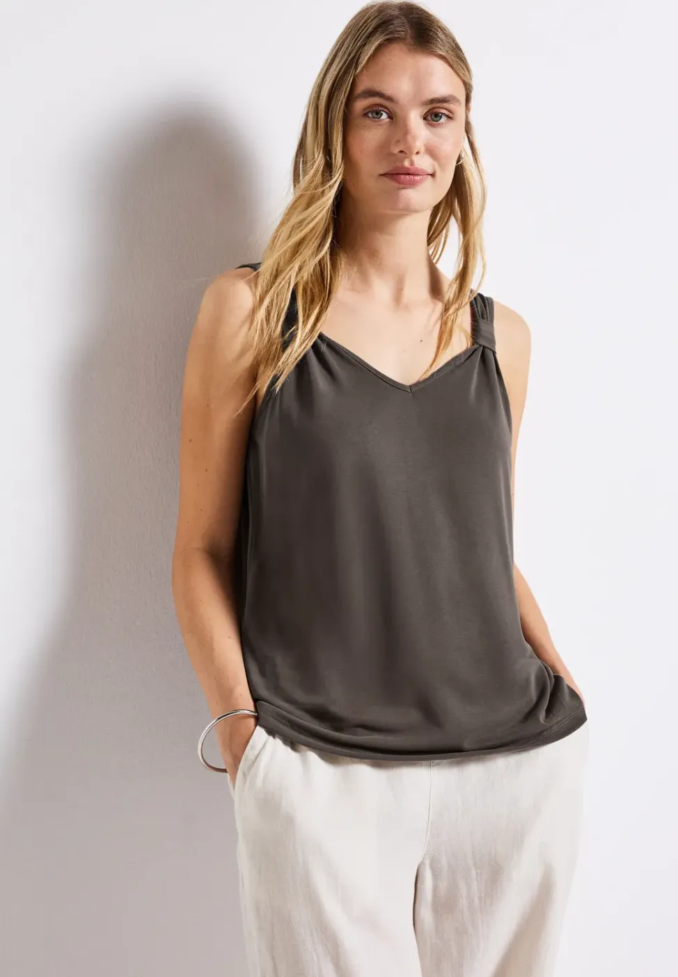 Silk-Look Top mit Knoten