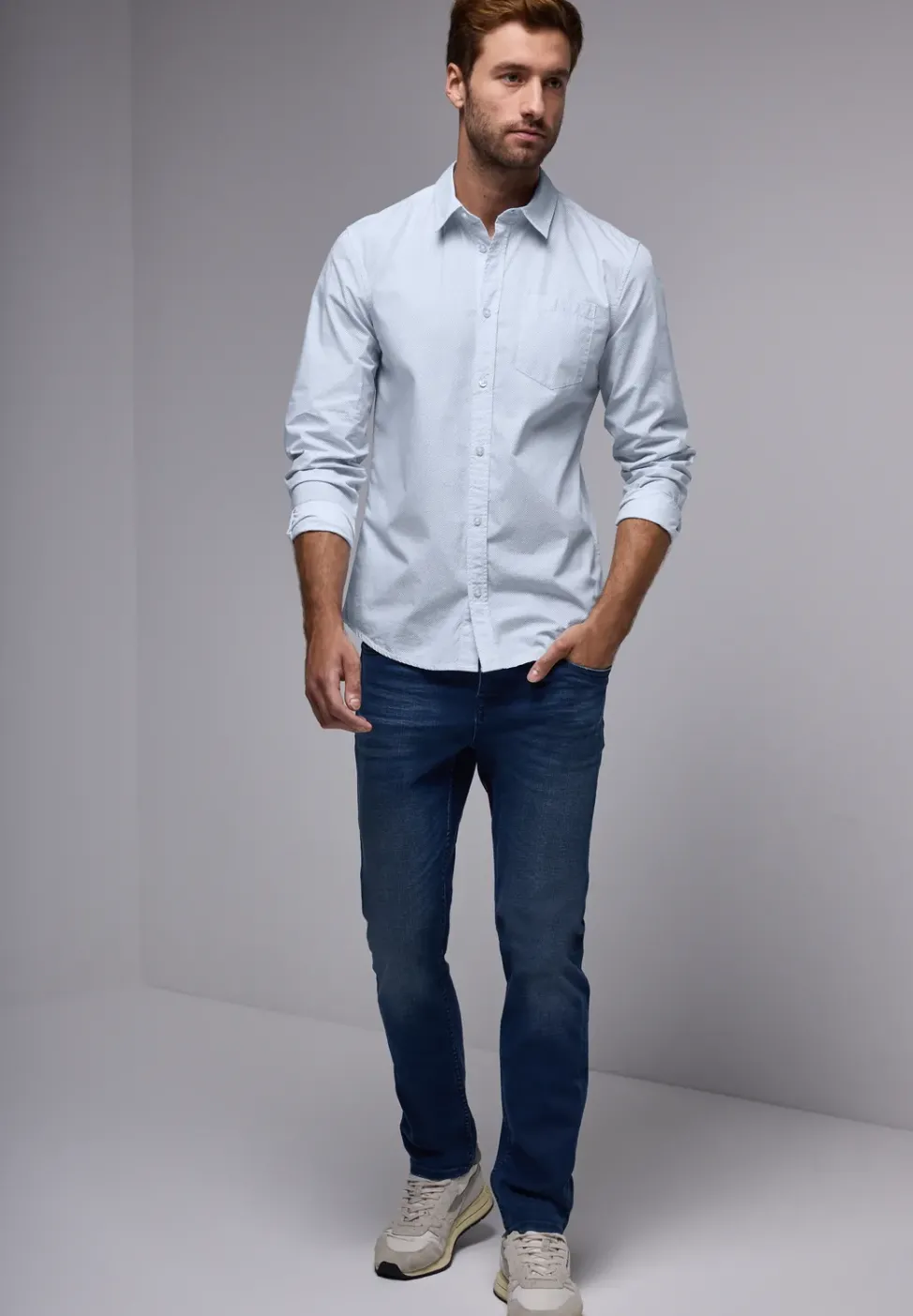 Slim Fit Popeline Hemd