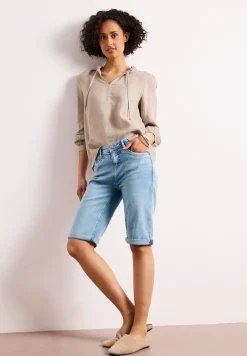 Slim Leg Bermuda mit Turn-Up-Detail