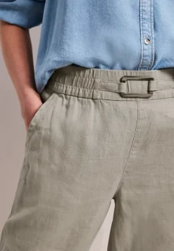 Slim Leg Hose aus Leinen mit Schnalle