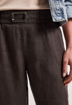 Slim Leg Hose aus Leinen mit Schnalle