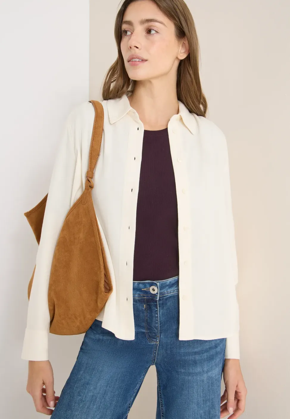 Softe Melange Hemdbluse