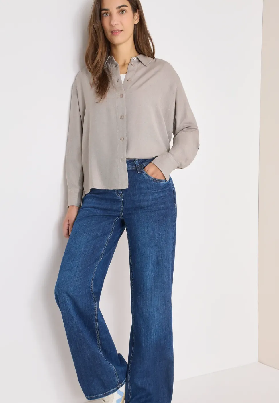 Softe Melange Hemdbluse